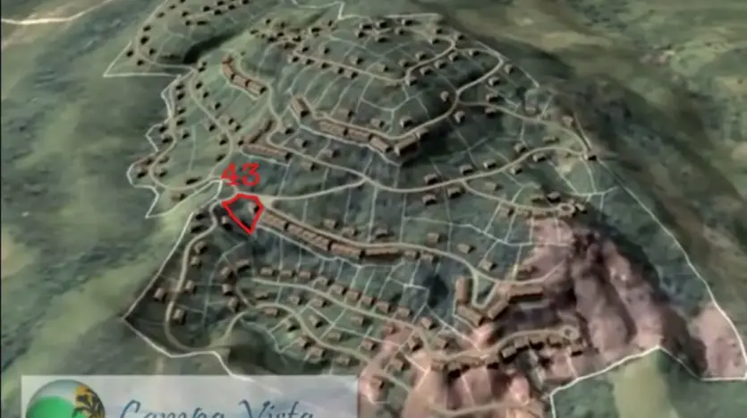 3D map of Campa Vista development with the lot marked, Trujillo