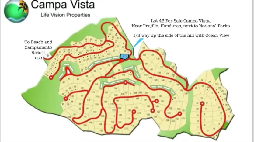 Campa Vista development map with Lot 43, Trujillo