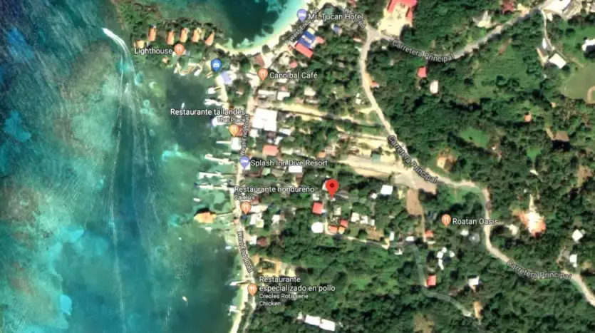 Mapa satelital de West End, Roatán