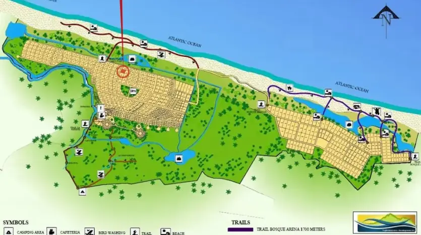 Plano maestro de Trujillo Beach Eco Development con el lote L77 marcado
