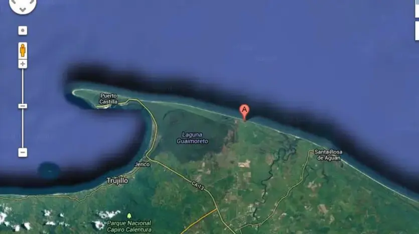 Mapa de la bahía de Trujillo con la ubicación del eco desarrollo