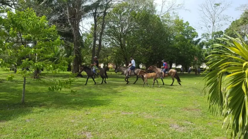 Horseback riding on the lawn at Trujillo Beach Eco-Resort
