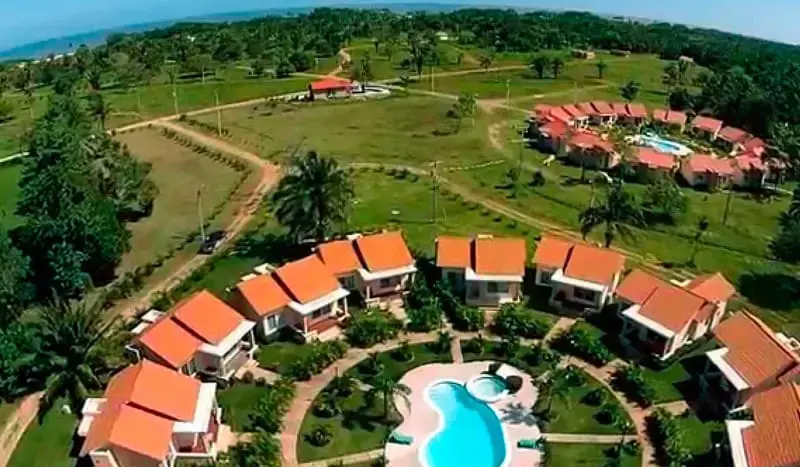Aerial view of the villas and pool at Trujillo Beach Eco Development
