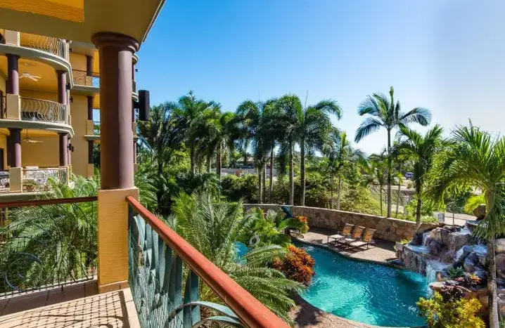 Balcony overlooking the pool at Pineapple Villas, French Harbour, Roatan