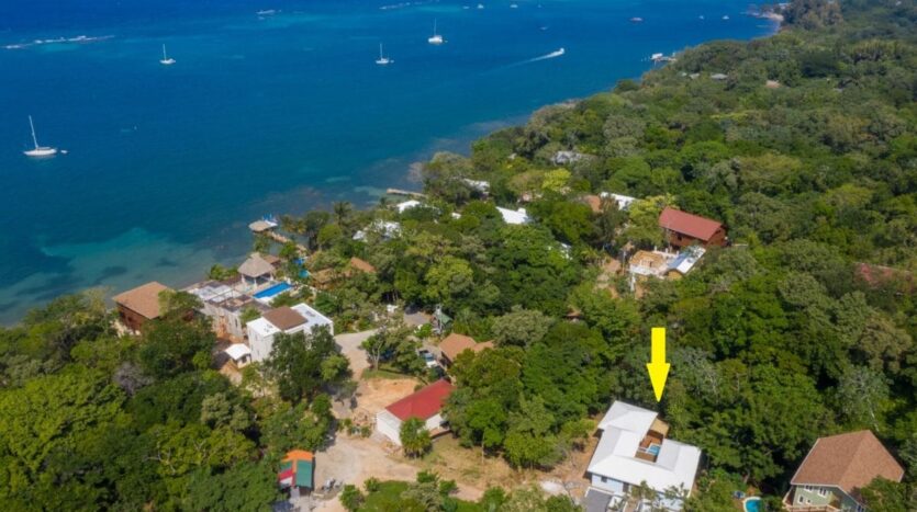 Aerial view of the Chasecienda property in Turtle Beach, Roatan