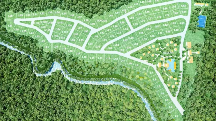 Aerial plan of Corinto Pearl Eco Development, La Ceiba