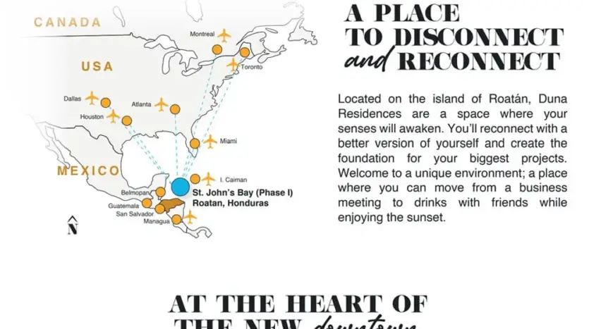Mapa y descripción de Duna Residences en St. John's Bay, Roatán