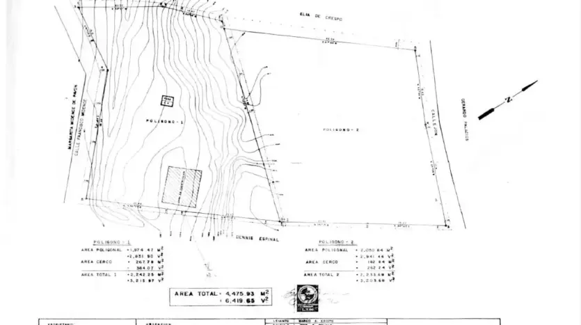 Survey plan of the 4,486 m² property in El Chimbo