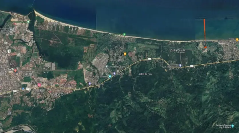Location on the map of 4 Lots for sale in Piedra Pintada, Corozal, La Ceiba, Honduras