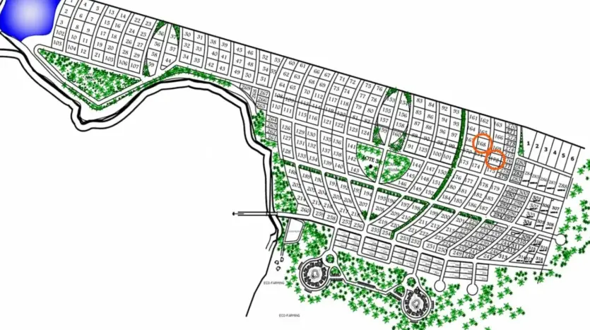 Site plan of Trujillo Beach Eco Development with lot 172 marked