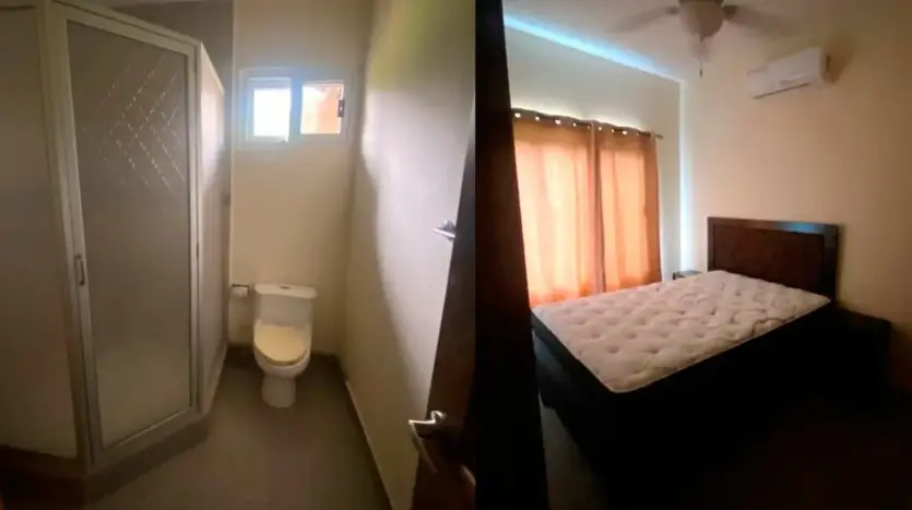 Bedroom with en-suite bath in Villa 8, Trujillo