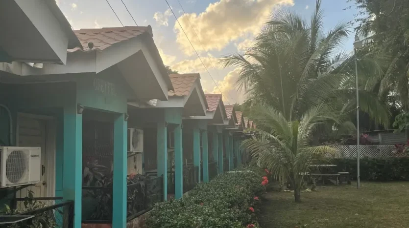 Covered walkway along the apartments in Puerto Cortes