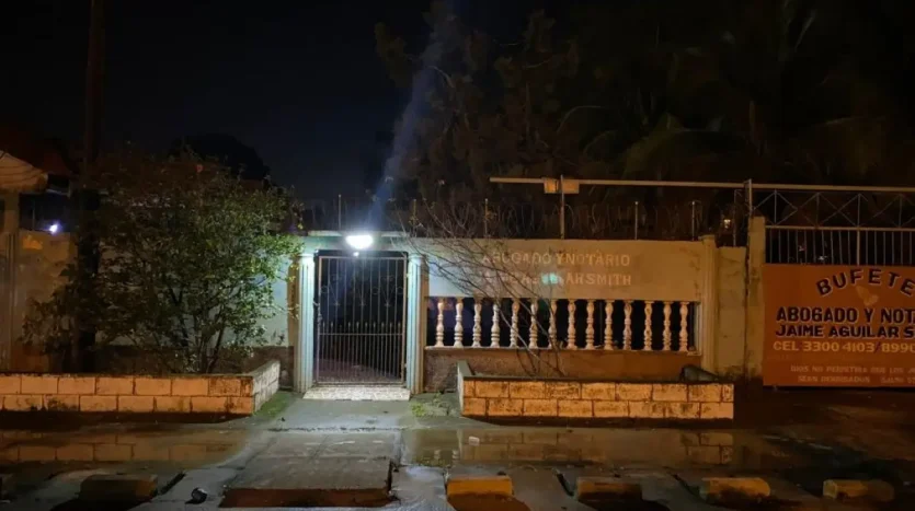 Entrance of the property at night in Puerto Cortes