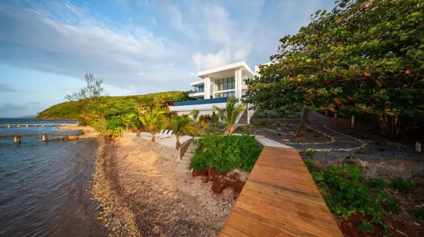 Wooden walkway along the beach