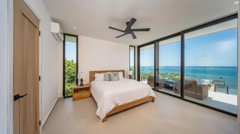 Bright bedroom with sea view
