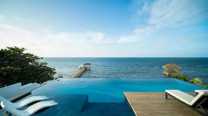 Infinity edge meeting the Caribbean Sea