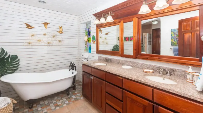 Primary bathroom with clawfoot tub