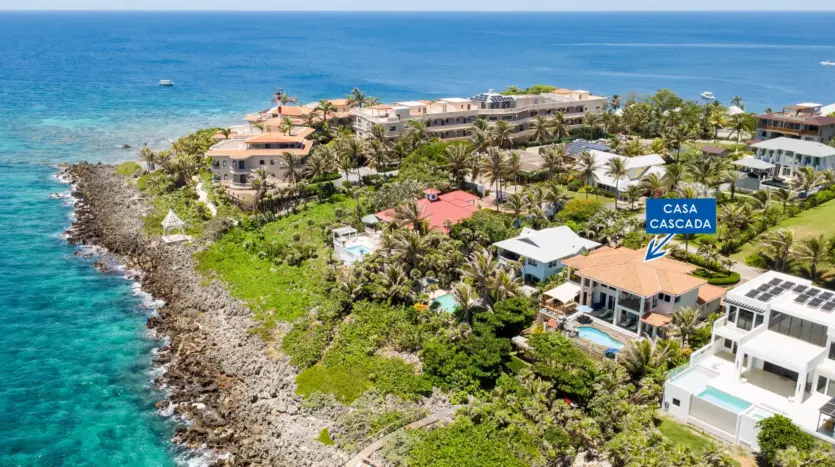 Oceanfront home in Lighthouse Estates from the air