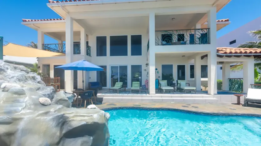 Casa Cascada Roatan pool with natural rock waterfall