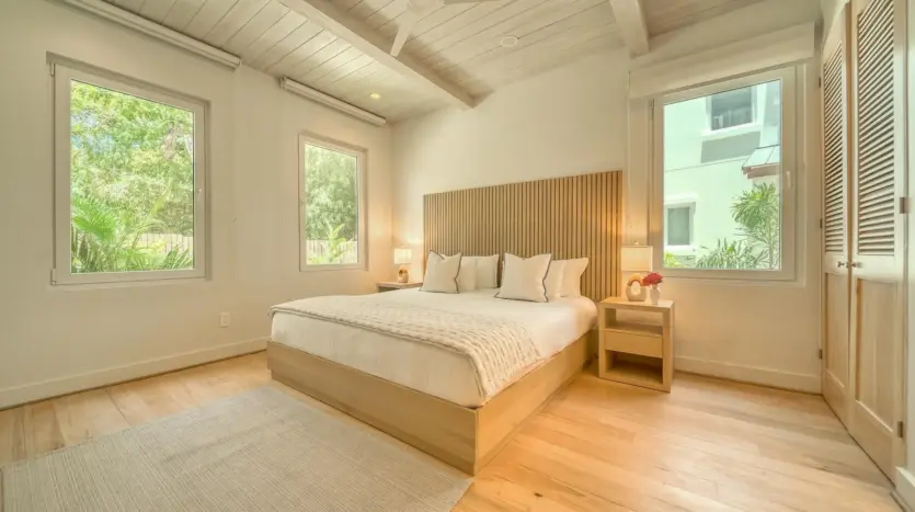 Guest bedroom with garden windows, sample unit