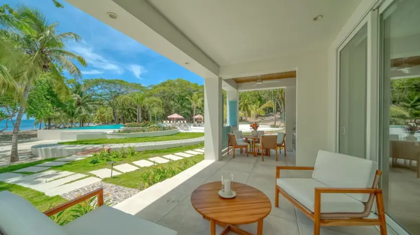 Terrace seating toward the pool, sample unit